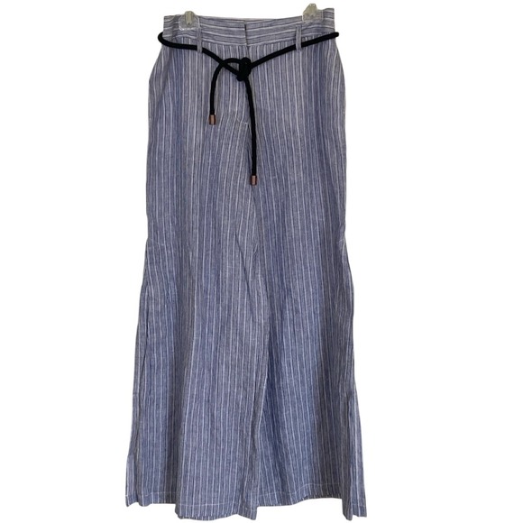 Eleveneses Anthropologie Womens Wide-Leg Palazzo Linen Pants Size 4 Coastal‎ - Picture 1 of 14